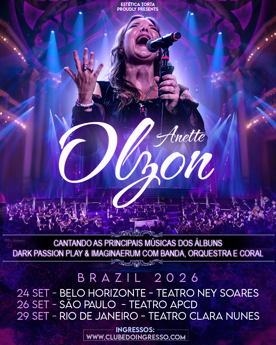 Anette Olzon anuncia turnê inédita no Brasil ao lado de orquestra em 2026