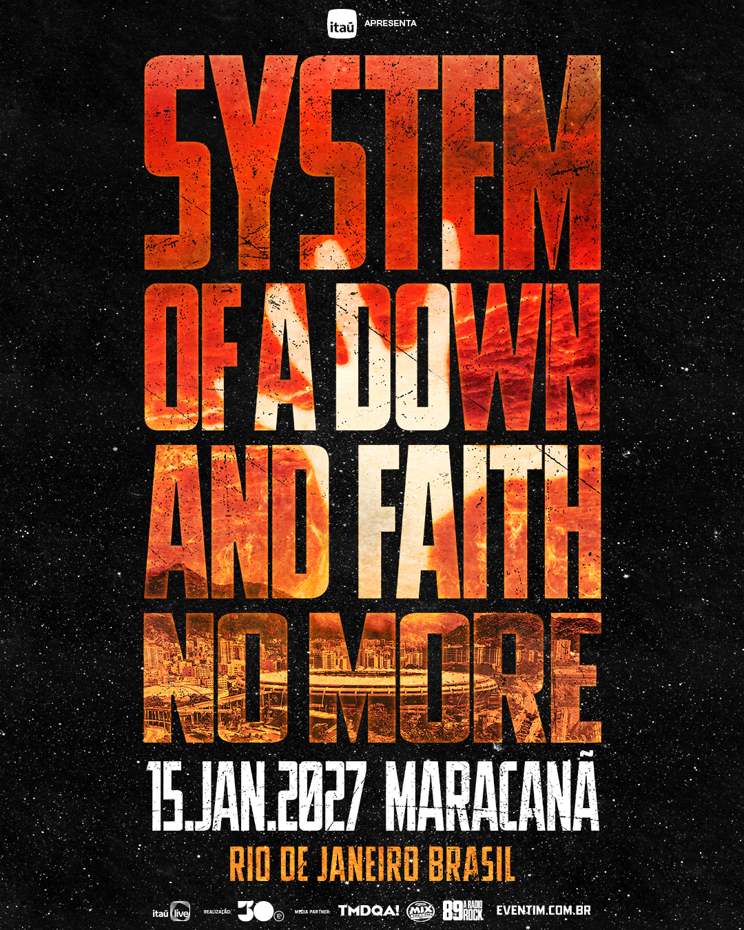 System Of A Down anuncia show único no Maracanã com Faith No More em 2027
